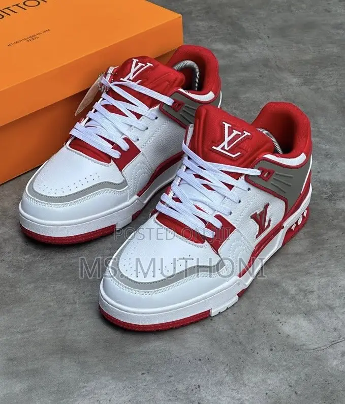 Louis Vuitton Lv Trainer Sneakers in a Red, White, and Grey Size 39-45