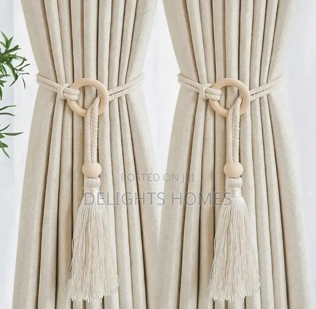 2pcs Natural Cotton Rope Curtain Tiebacks Boho Style-Car