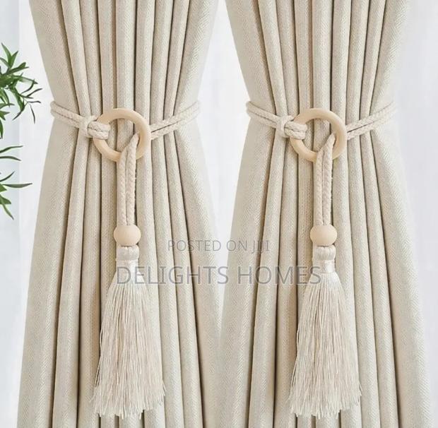 2pcs Natural Cotton Rope Curtain Tiebacks Boho Style-Car