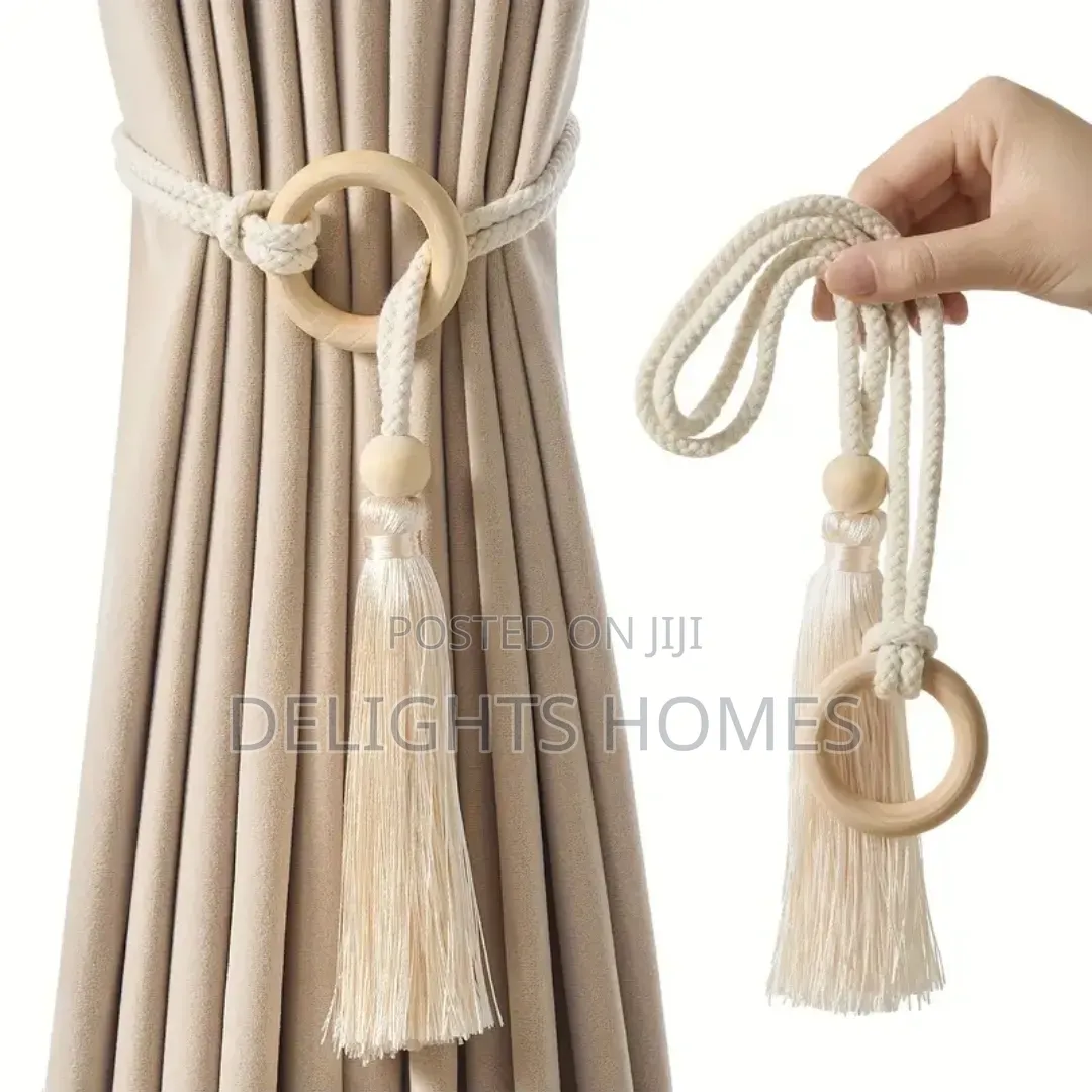 2pcs Natural Cotton Rope Curtain Tiebacks Boho Style-Car