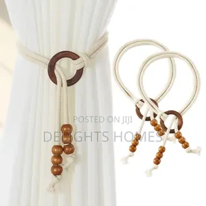 2 Pieces Vintage Natural Wood Curtain Tiebacks-Car