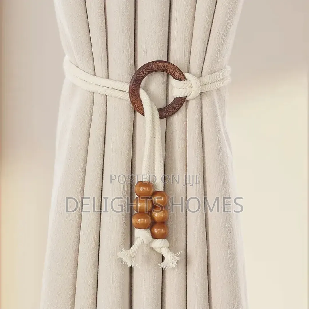 2 Pieces Vintage Natural Wood Curtain Tiebacks-Car