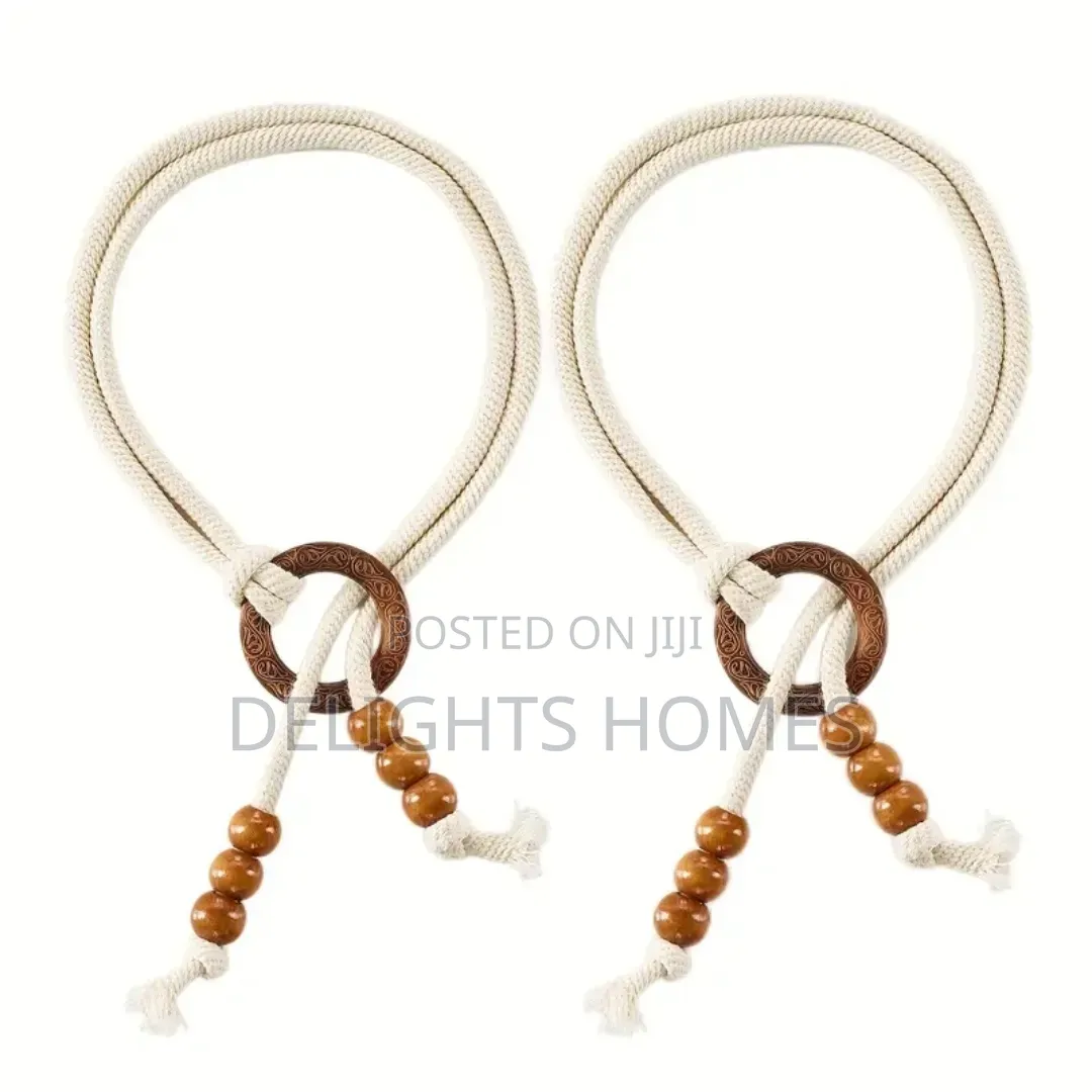 2 Pieces Vintage Natural Wood Curtain Tiebacks-Car