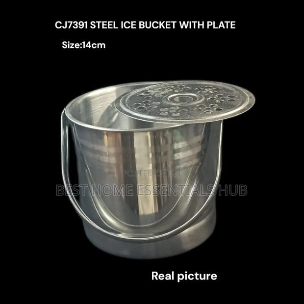 Steel Ice Bucket With Plate (14cm)