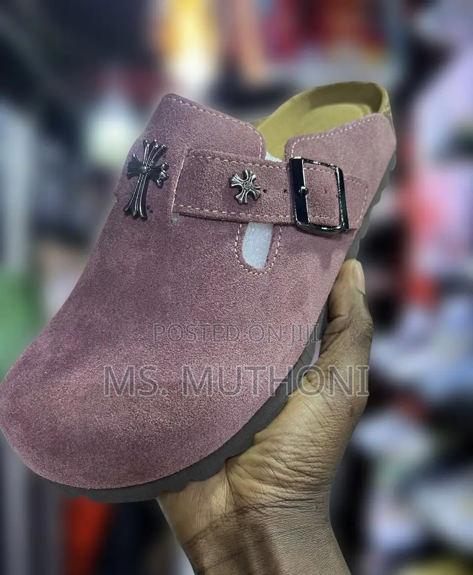 Pink Suede Chrome Hearts X Birkenstock Boston Clogs.