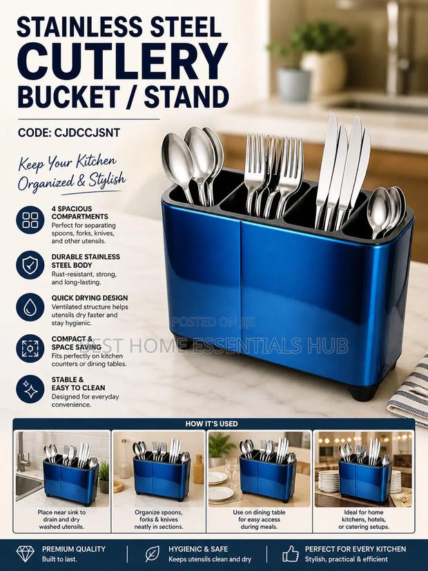 Steel Cutlery Holder (Rectangular)