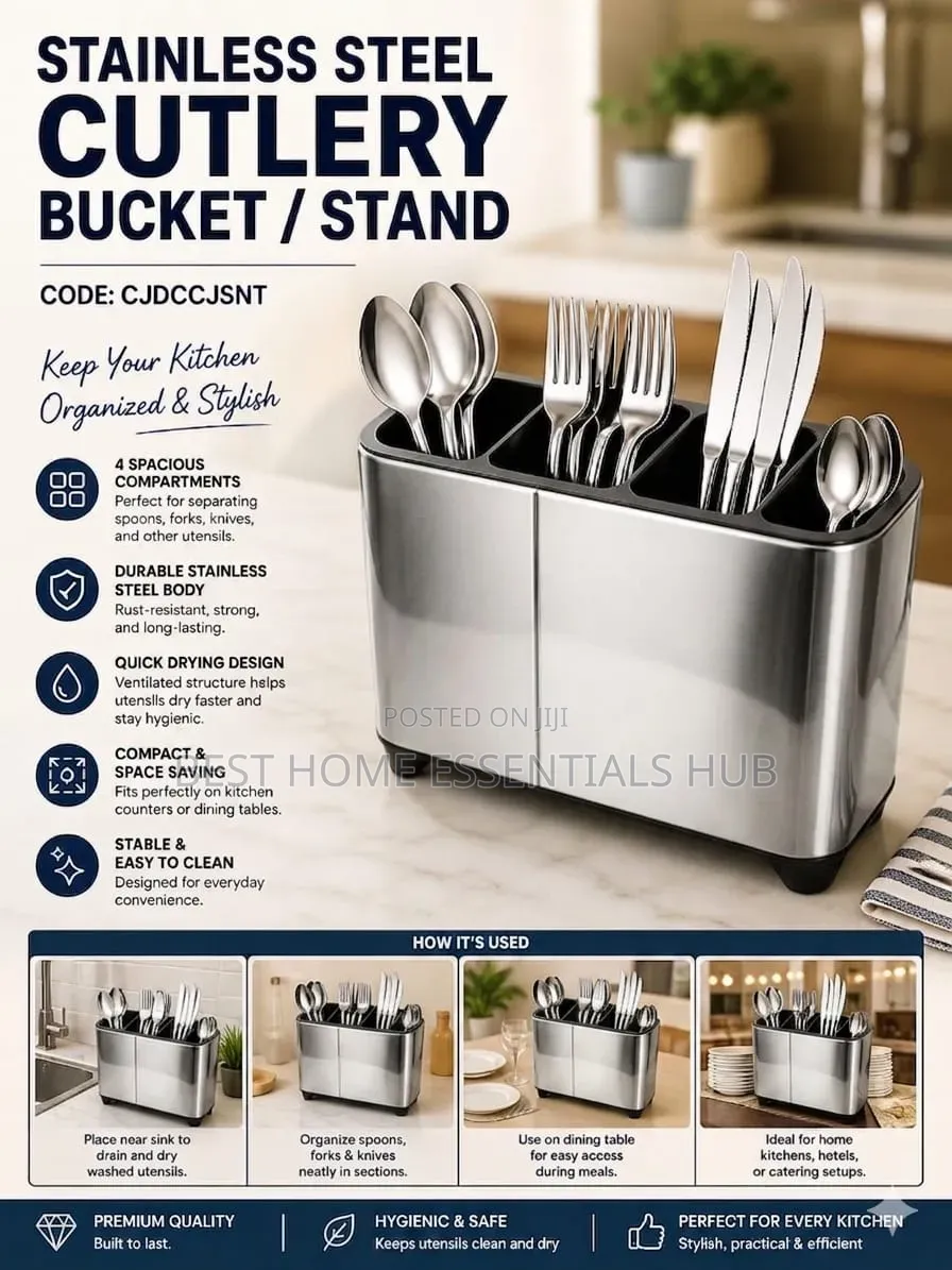 Steel Cutlery Holder (Rectangular)