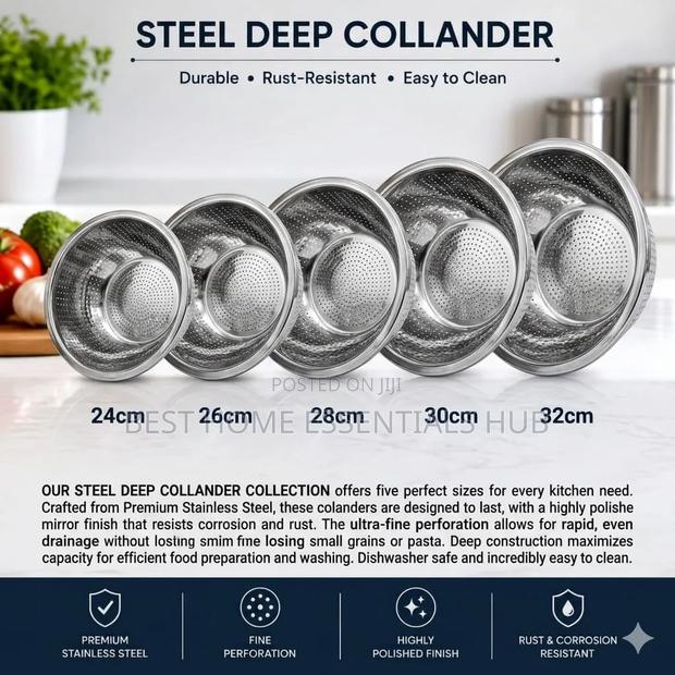 Steel Deep Colander 24cm ,26cm ,28cm,30cm,32cm,34cm