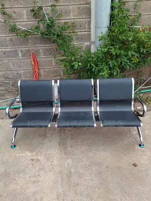 3-Link Metallic Office Waiting Bench - Heavy Duty Office Bench