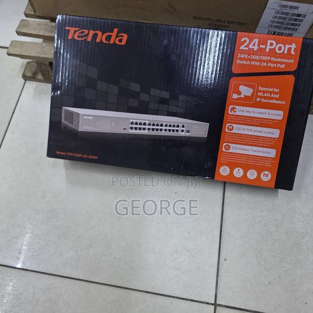 Tenda 24 Port Smart Poe CCTV Switch 250w