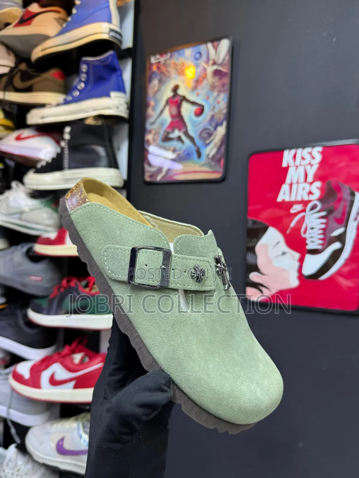 Green Birkenstock “Chrome Hearts” Clog Sandals