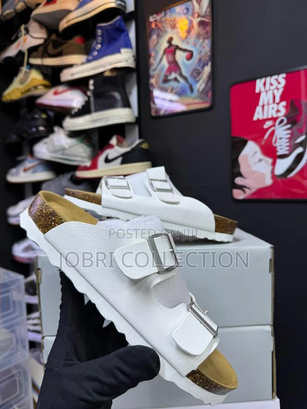 White Buckle Cork Sandals - thumbnail 2