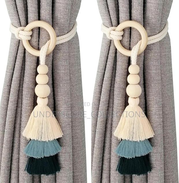 2 Pieces Tassel Curtain Tie Backs, Wooden Bead