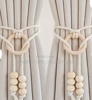 2 Piece Simple Fringe Beaded Curtain Strap (Pair)