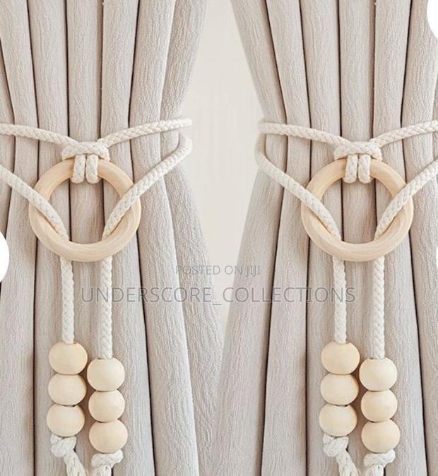 2 Piece Simple Fringe Beaded Curtain Strap (Pair) - main view