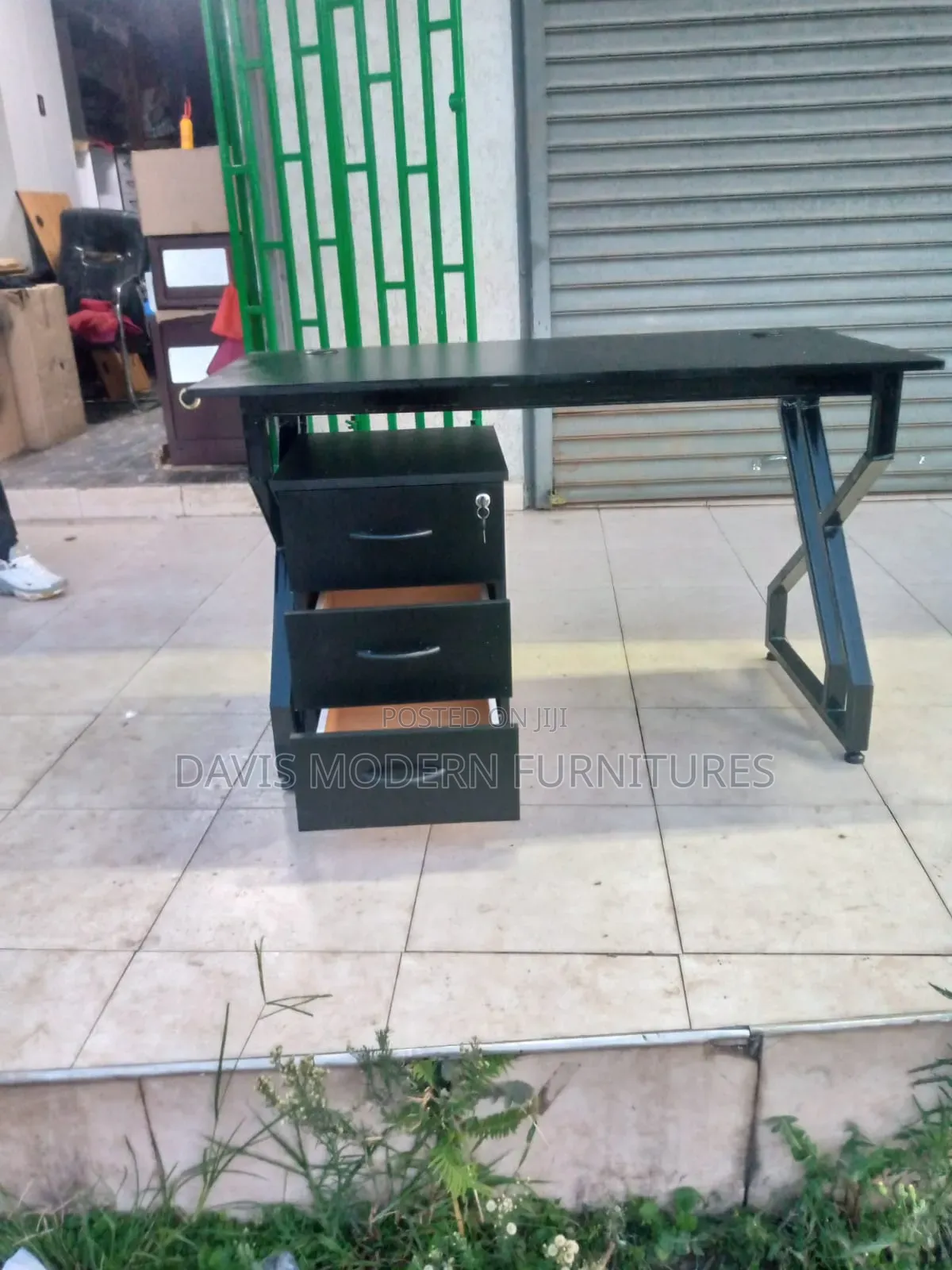 A Black Industrial -Style Office Desk