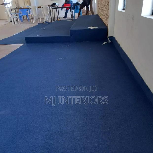 Rich Blue Delta Carpet for Church Decor