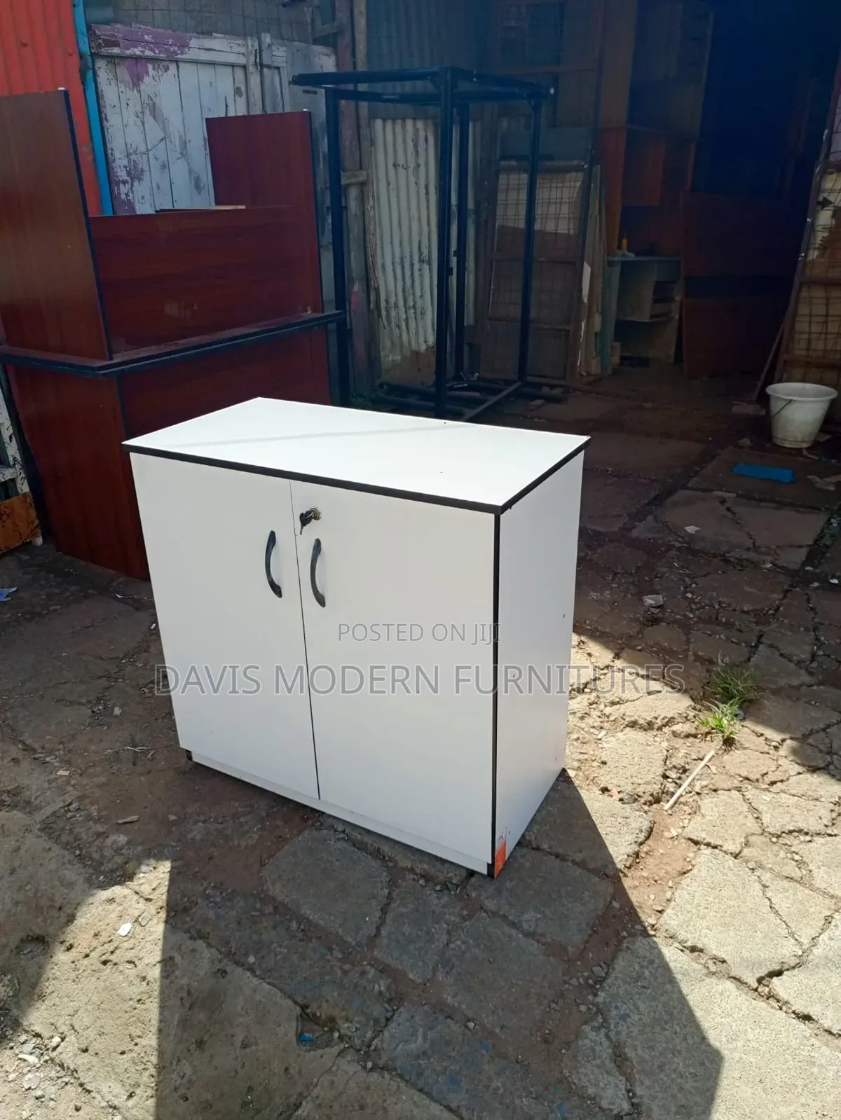 Storage Cabinet With Black Handles