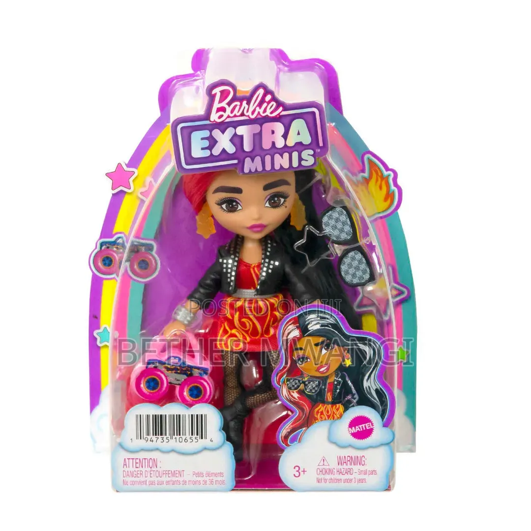 Barbie Extra Mini Doll With Moto Jacket Accessories Doll Stand