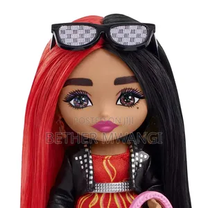Barbie Extra Mini Doll With Moto Jacket Accessories Doll Stand