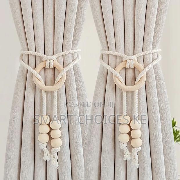 2pcs Natural Cotton Rope Curtain Tiebacks Boho Style