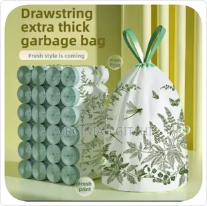 50pcs Thickened Aerial Kitchen Garbage Bags Drawstring Trash Bag