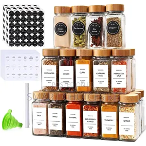 29pcs Set Glass Storage Spice Jars With Bamboo Lid