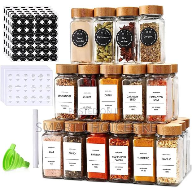 29pcs Set Glass Storage Spice Jars With Bamboo Lid