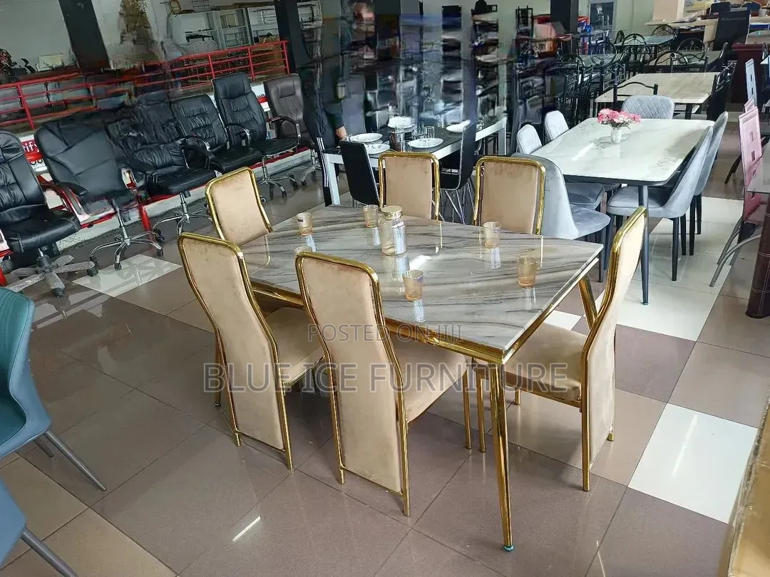 6 Seater Golden Dining Set