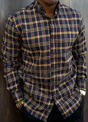 Boss Navy Reid Check Cotton Shirts With Coloured Check Pattern