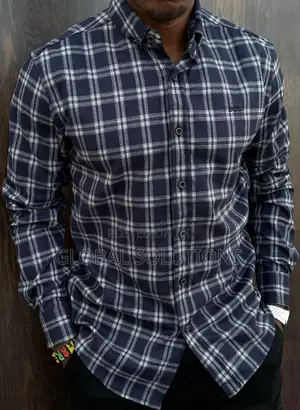 Boss Navy Reid Check Cotton Shirts With Coloured Check Pattern