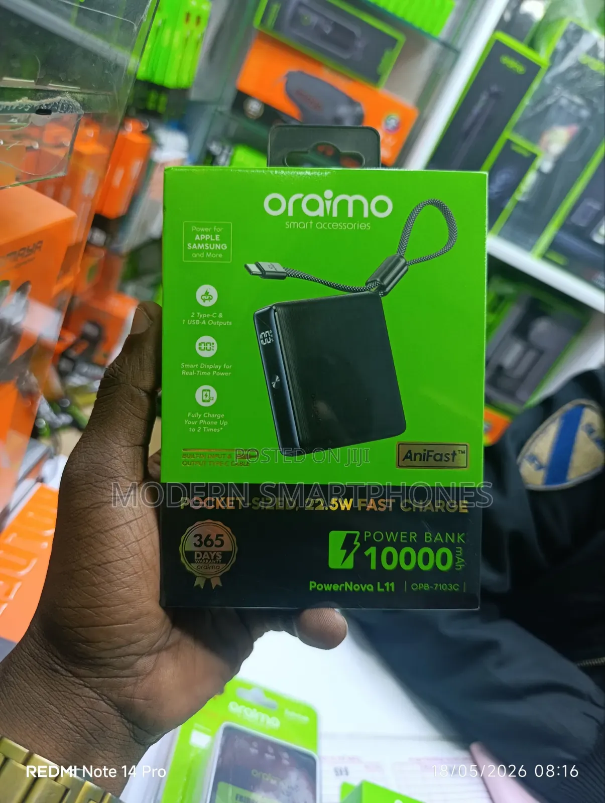 Oraimo Powernova Lmah Pocket Sized 22.5w Fast Charging