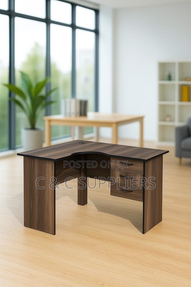 Curved 120cm Office Desk With Drawers