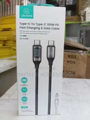 Usams Us-Sj546 100w Type-C to Type-C Fast Charging Cable With Display.