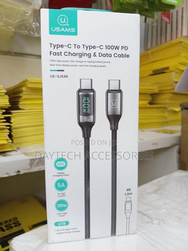 Usams 100w Type-C to Type-C Cable With Led Digital Display. - main view