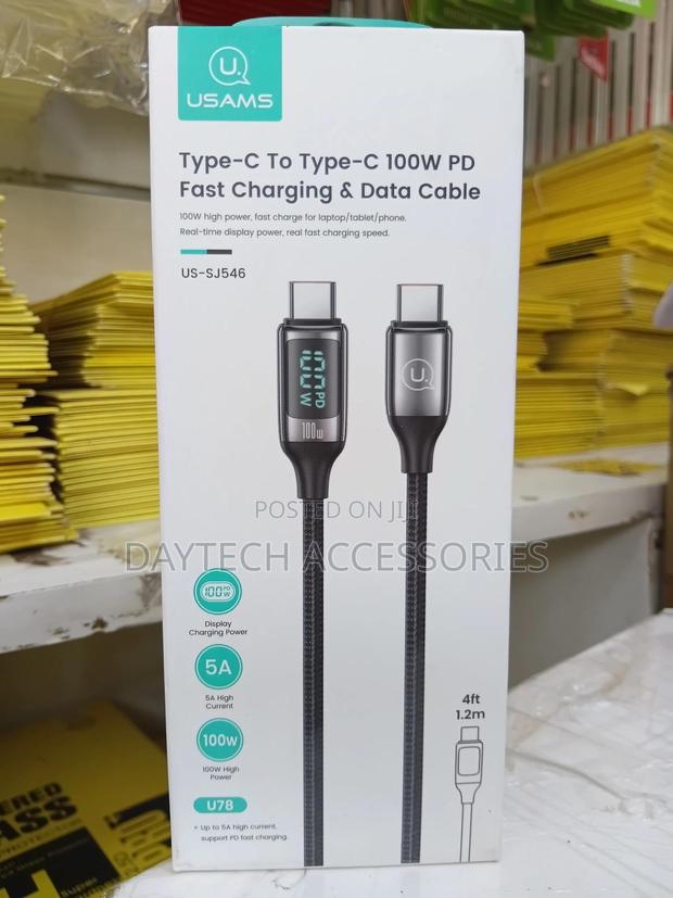 Usams 100w Type-C to Type-C Cable With Led Digital Display. - thumbnail 2