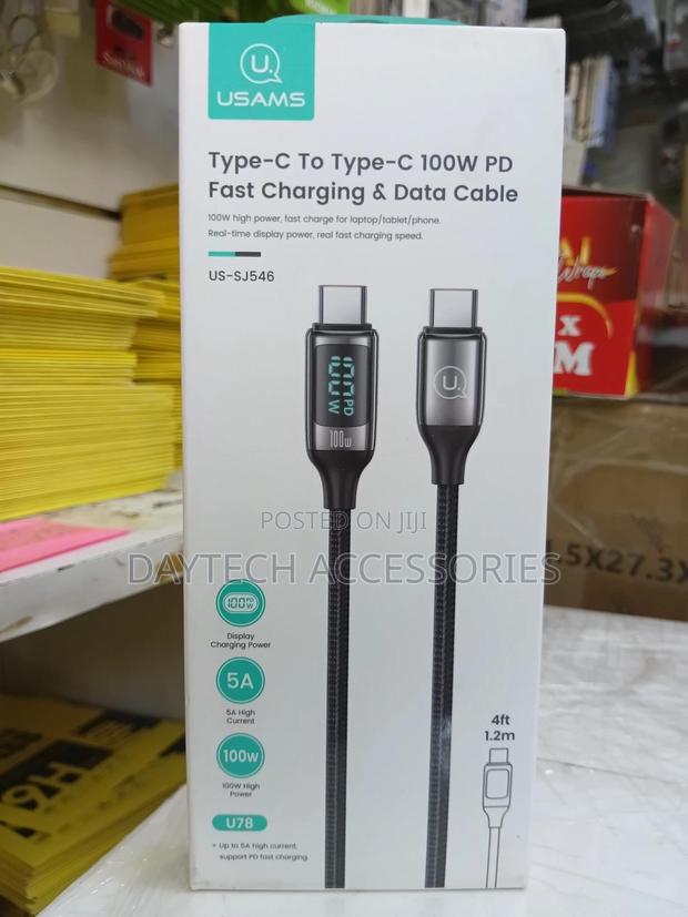 Usams 100w Pd Led Display Type C to Type C Fast Charge 1.2m - thumbnail 3