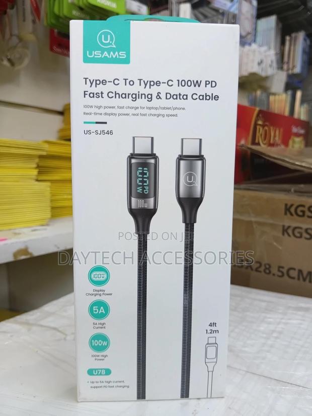 Usams 100w Pd Led Display Type C to Type C Fast Charge 1.2m - thumbnail 2