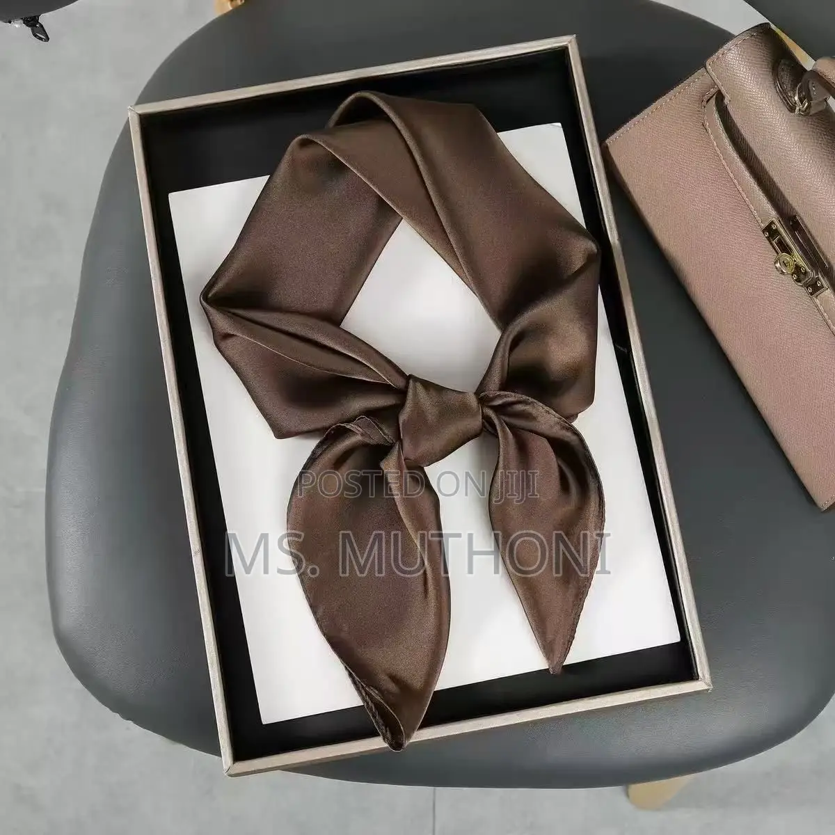 Plain Soft Silk-Satin Small Scarfs / Handbag Accessories