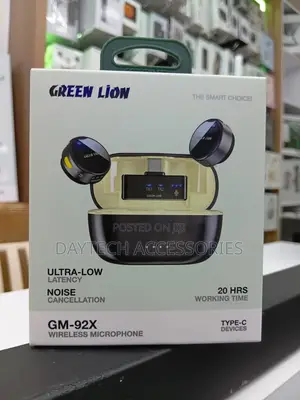Green Lion Gm-92x Wireless Microphone for Type-C Devices in Black.