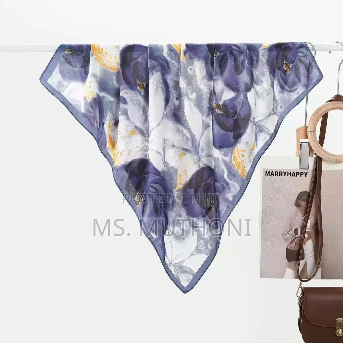 Floral Patterned Square Scarf