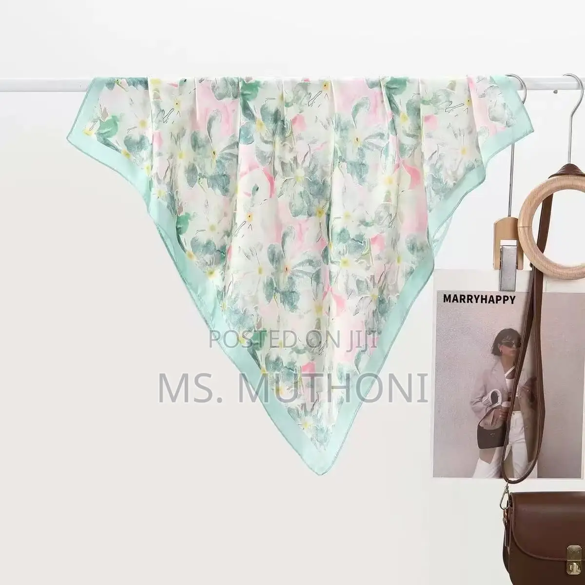 Floral Patterned Square Scarf