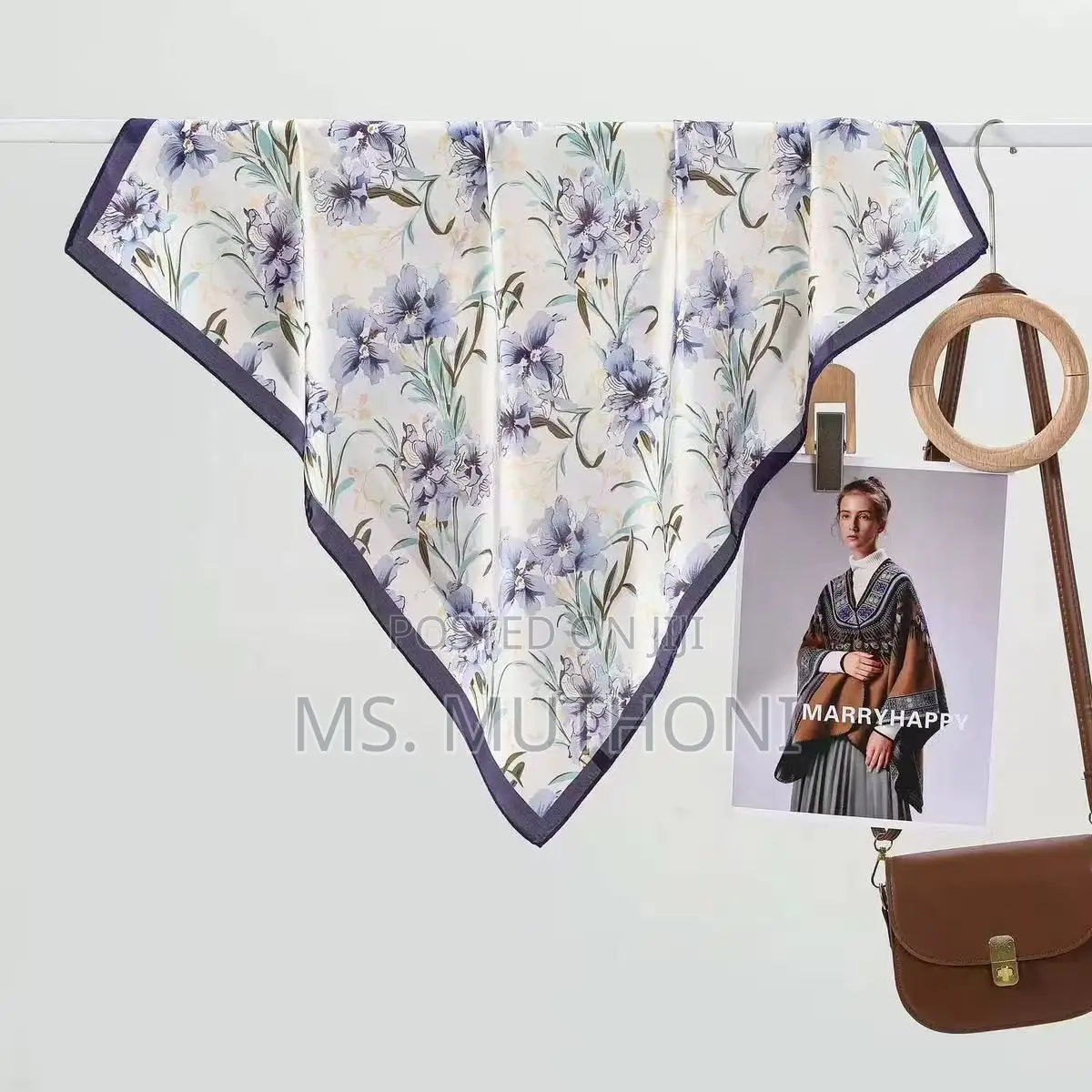 Floral Patterned Square Scarf