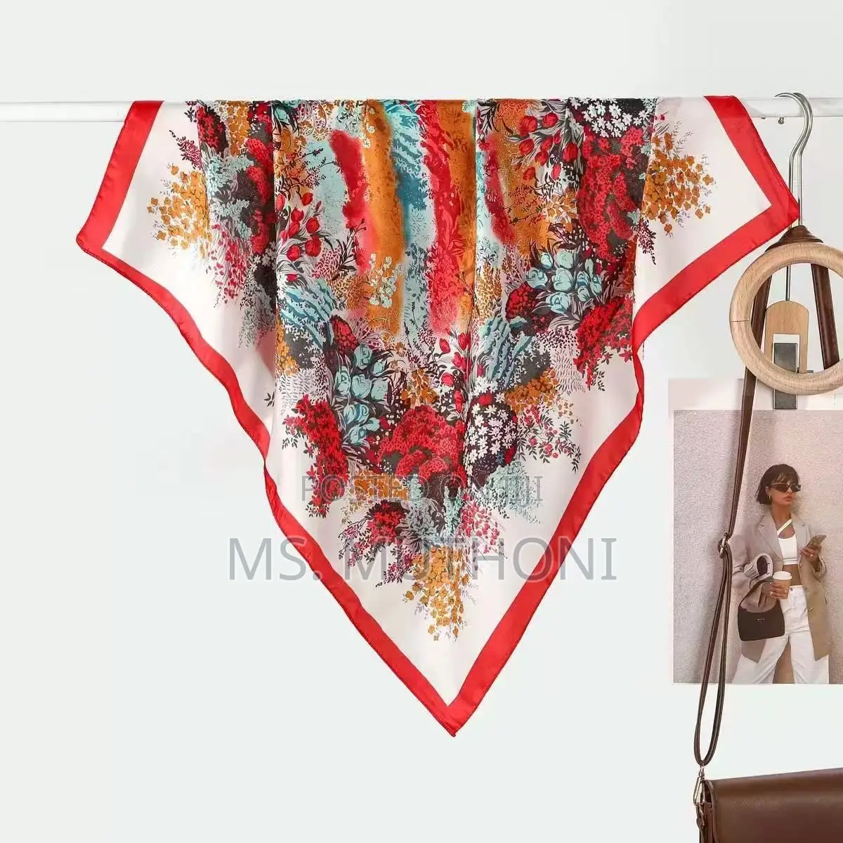 Floral Patterned Square Scarf
