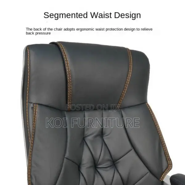 Office Chair : Black High-Back Leather Executive Office Chai