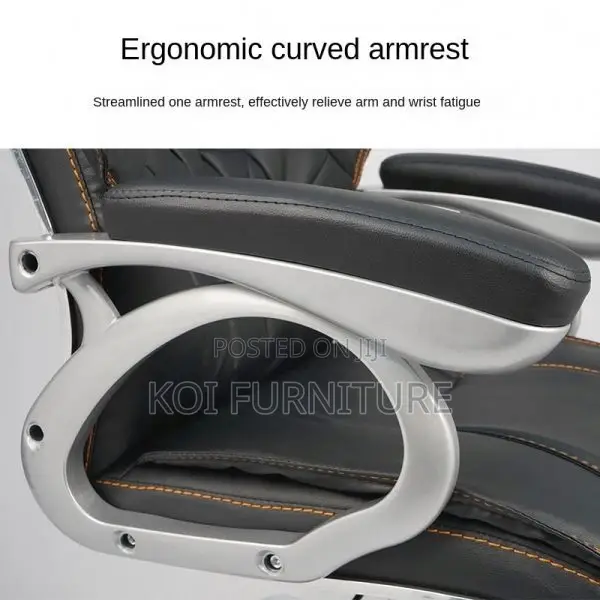 Office Chair : Black High-Back Leather Executive Office Chai
