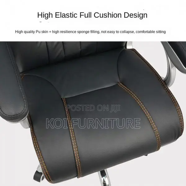 Office Chair : Black High-Back Leather Executive Office Chai