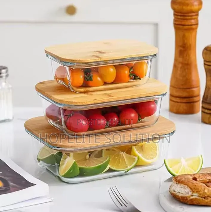 3 in 1 Snack Storage Box Set Wooden Top Lid