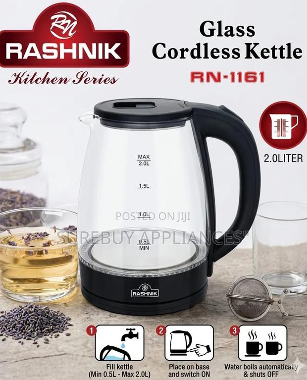 Rashnik 2l Cordless Glass Electric Kettle