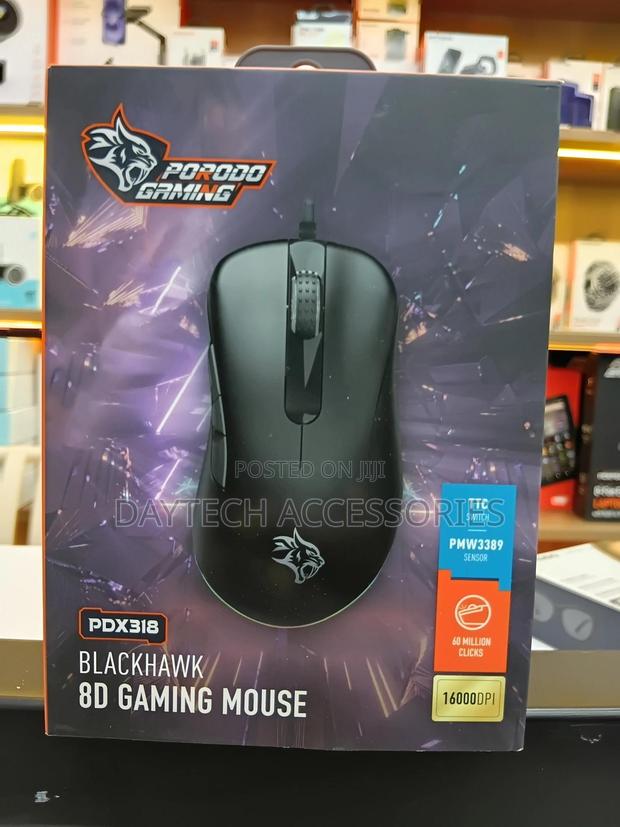 Porodo Gaming Blackhawk 8d Wired Gaming Mouse Pwm3389 Sensor.
